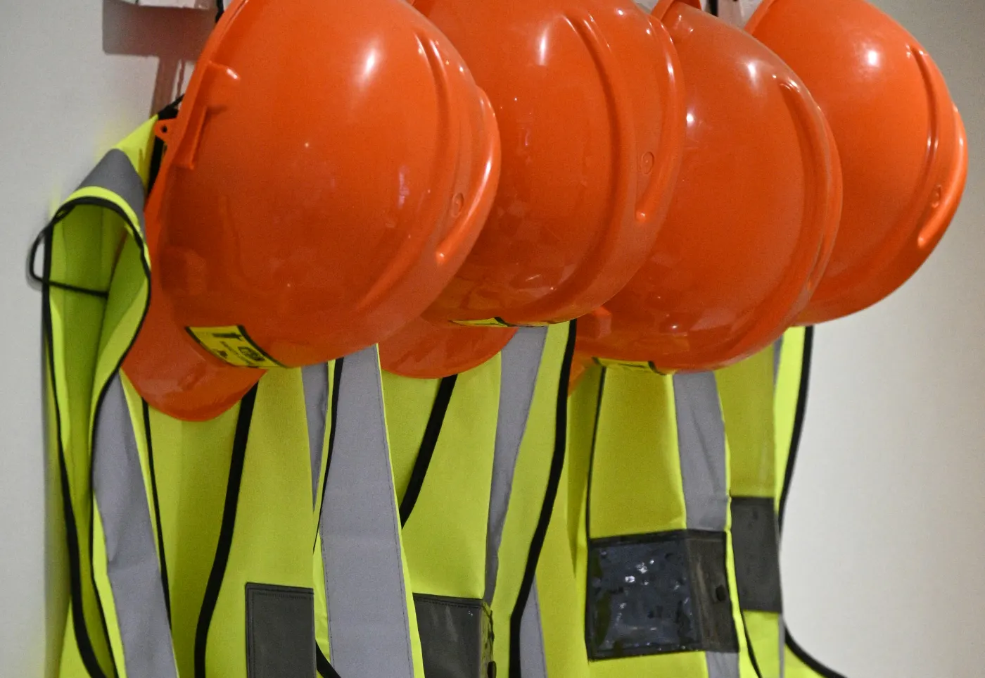 Helmets and hi-vis vests issued before a shift
