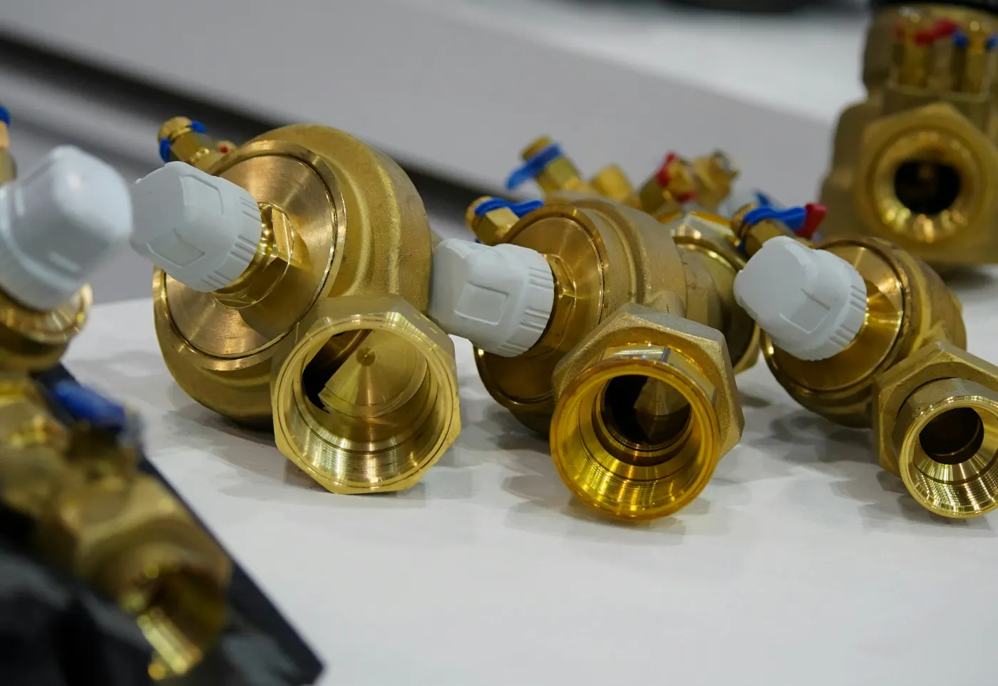 Brass valves and fittings held in stock