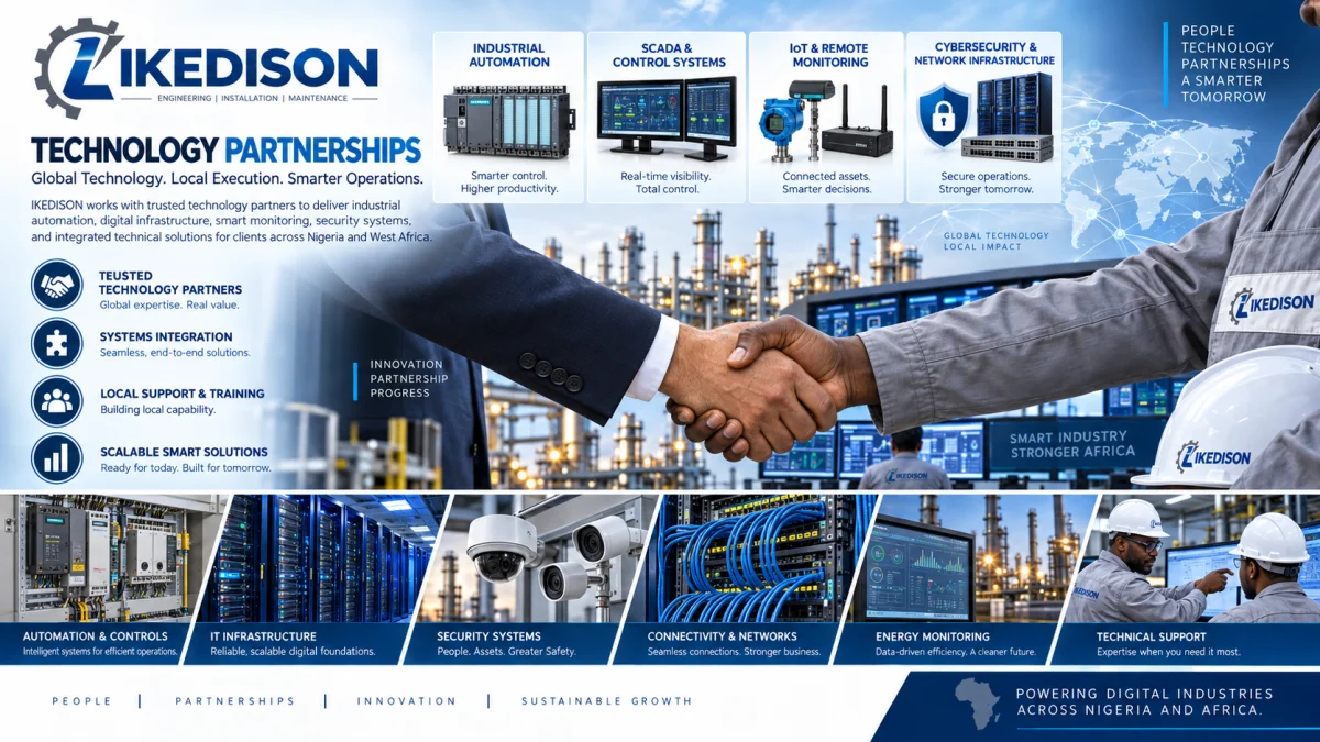 Ikedison technology partnerships overview — industrial automation, SCADA, IoT monitoring and cybersecurity capability
